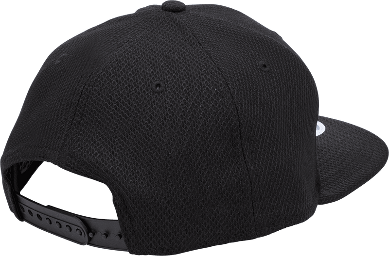 Back view of the Black & White, Mesh Snapback with DUDE logo